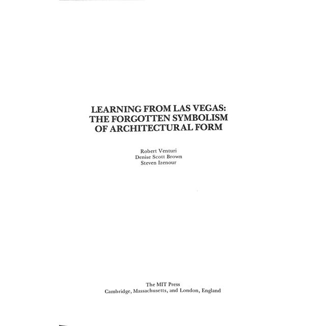 VENTURI, Robert BROWN, Denise Scott and IZENOUR, Steven [192] pp. The MIT Press 1982 Fifth Printing 9 1/4" x 6 1/2"...