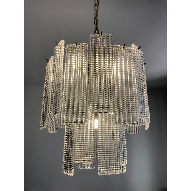 Transparent Italian Sputnik Murano Glass "Listelli" Chandelier For Sale - Image 8 of 12
