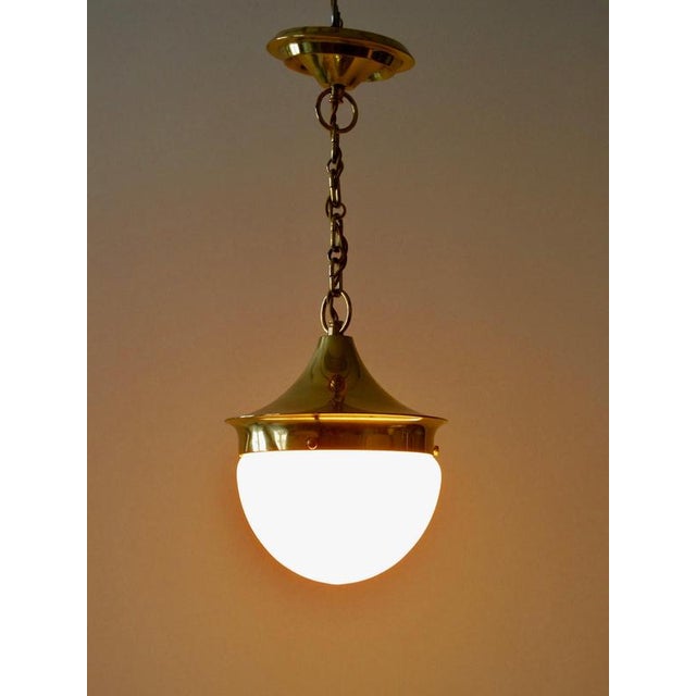 Late Jugendstil Pendant Lamp in Brass and Opaline Glass, Vienna, Austria, 1900s For Sale - Image 10 of 11