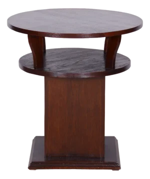 Art Deco Round Small Table in Oak, Veneer, Czech, 1920s