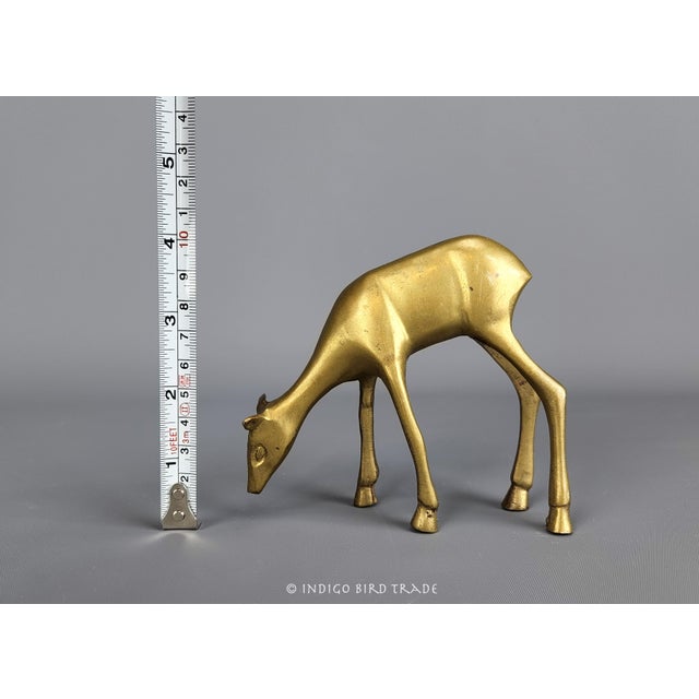 Mid-Century Modern Vintage Solid Brass Doe Deer Statue For Sale - Image 3 of 3