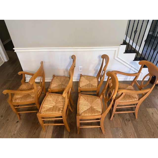 Pottery Barn Napoleon Dining Chairs With Rush Seats Set of 6 Chairish