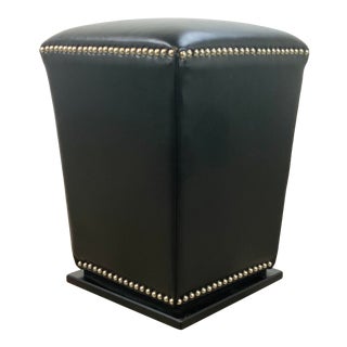 Modern Black Leather Ottoman For Sale