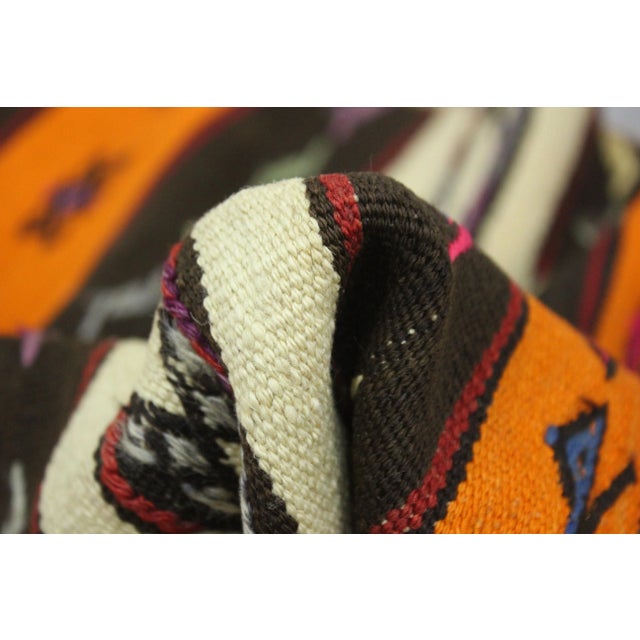 1970s Southwestern Style Handmade Pumpkin Orange Turkish Kilim Area Rug For Sale - Image 10 of 11