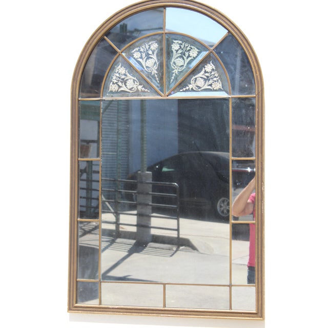 Spanish 1920s Neoclassical Venetian Arched Windowpane Mirror For Sale - Image 3 of 8