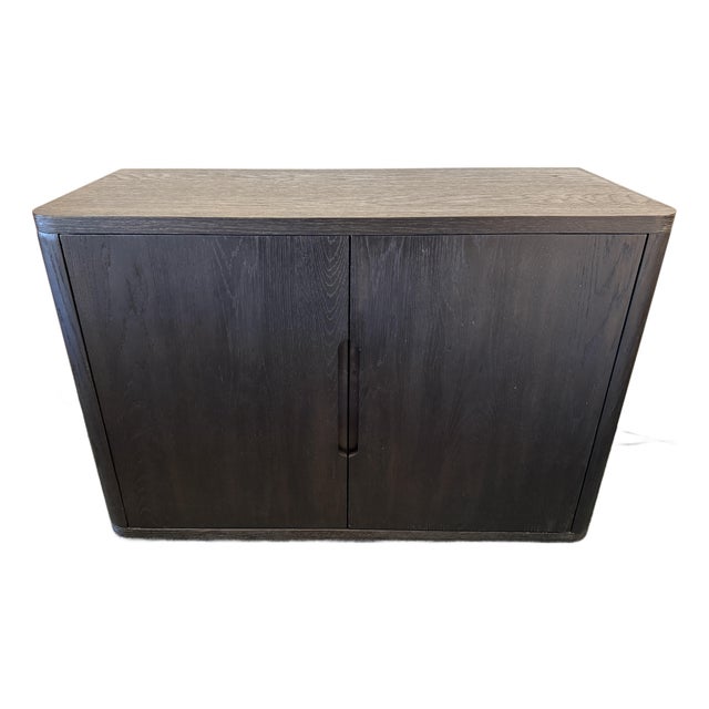 Restoration Hardware Breton Double-Door Sideboard, Black Oak With Bronze For Sale