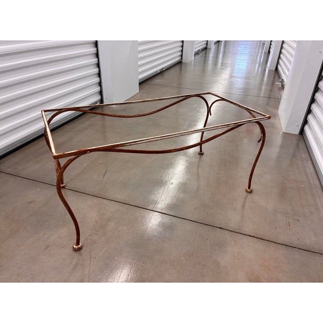 Metal Mid Century Styled After Salterini Outdoor Metal Coffee Table With Textured Glass Top For Sale - Image 7 of 10