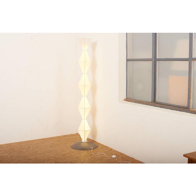 Totem Floor Lamp with Fluorescent Tube, Metal Base, Wire Structure & Rice Paper by Tom Dixon, 1990s For Sale - Image 13 of 15