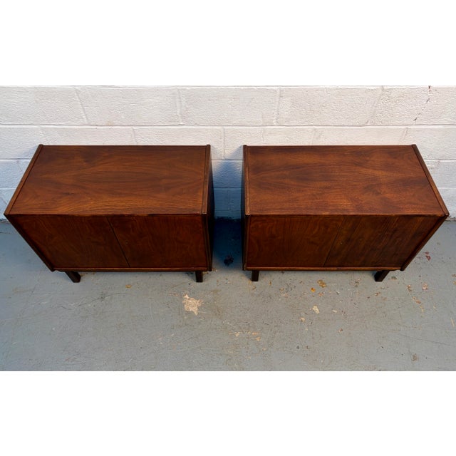 Wood Pair of Mid 20th Century Walnut Cabinets For Sale - Image 7 of 18