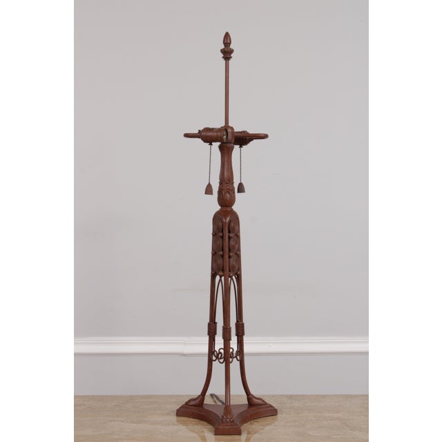 Age: Approx: 20 Years Old Details: Quality Construction Metal Bamboo Form Base Stunning Leaded Glass Shade w. Greek Key...