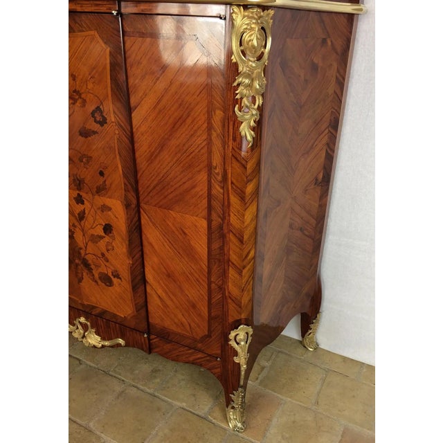 Paul Sormani French 19th Century Louis XV Marquetry Cabinet in the Manner of Paul Sormani For Sale - Image 4 of 9