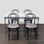 This Crate and Barrel dining set includes a sturdy rectangular table with a sleek white marble top and strong metal legs....