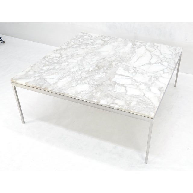 Solid Stainless Steel Marble Top 42x42 Square Mid Century Modern Coffee Table For Sale - Image 11 of 15
