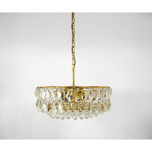 Large Gilt Brass and Crystal Glass Chandelier from Bakalowits & Söhne, 1970s For Sale - Image 3 of 18