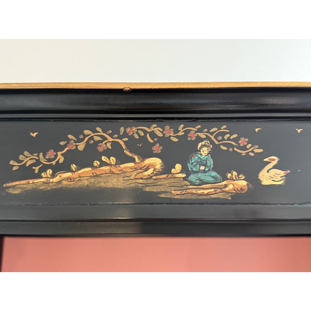 1940s Chinoiserie Black Lacquer Bookcase / China Display Cabinet For Sale - Image 10 of 18