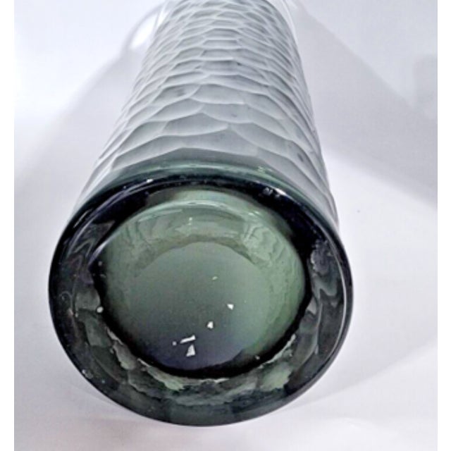 2000 - 2009 Sophisticated, Gorgeous Gray Acid Cut Honeycomb Glass Vase For Sale - Image 5 of 5