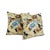 A decorative vintage floral pillow with blue and rust color print and cream background. This lovely pillow is cotton with...