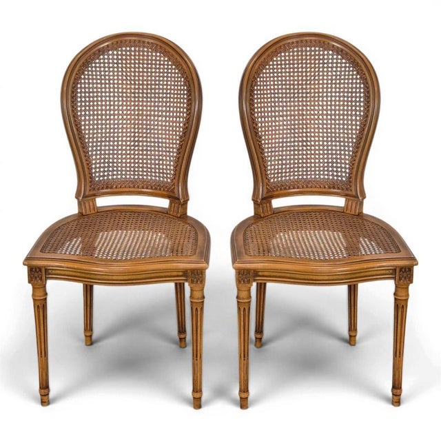 Louis XVI Style Cane Side Chairs, Set of 2 For Sale - Image 6 of 6