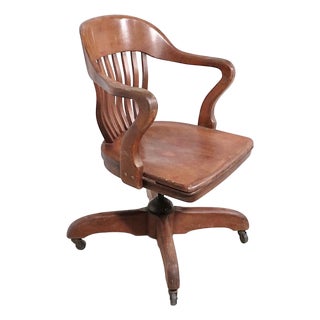 Early 20th Century Bank of England Jury Style Swivel Tilt Desk Chair For Sale