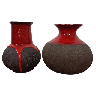 Danish Lava Ceramic Vases by Lehmann, 1960s, Set of 2 For Sale