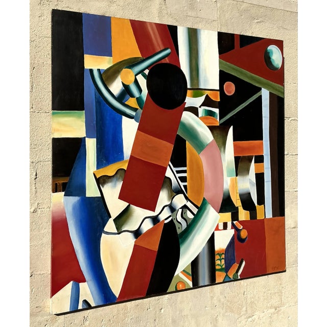 Vintage Boho Original Oil Painting on Board After Legere For Sale - Image 4 of 9