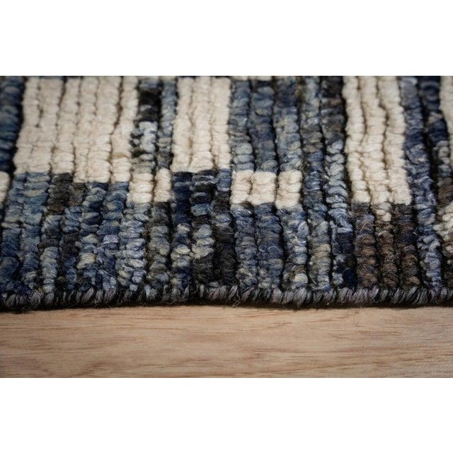 6x9 Gray Hand-Knotted Wool Diamond Field Tribal Modern Carpet Rug For Sale - Image 4 of 10