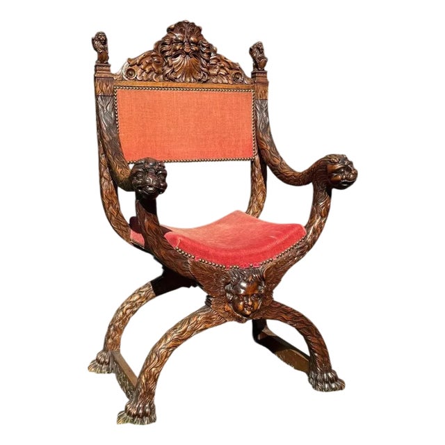 Renaissance Style Walnut Armchair For Sale