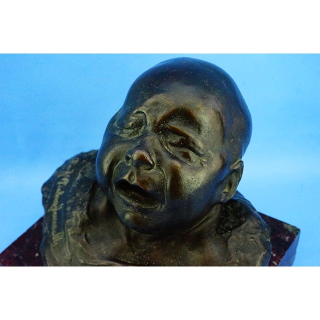 Pietro Ceccarelli, Bust of Newborn Baby First Cry, 1890s, Bronze and Marble For Sale - Image 12 of 18