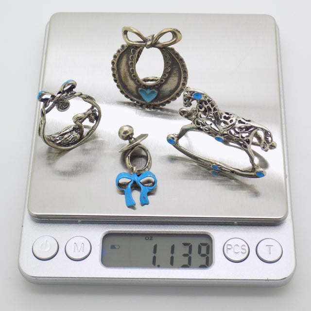 4 X Vintage Italian Handmade Genuine Silver Newborn Dollhouse Miniature Collection, Made in Tuscany For Sale - Image 6 of 7