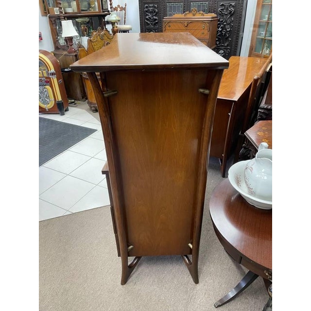 1960s Mid Century Modern 1960 Highboy Dresser, Designed by Piet Hein, Daniel Jones, Floating Sculptural, Walnut Wood, Attributed For Sale - Image 5 of 13