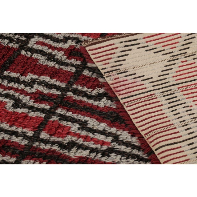 Textile Vintage Swedish Rya Rug, Red & Black Scandinavian Geometric Shapes - Rug & Kilim For Sale - Image 7 of 7