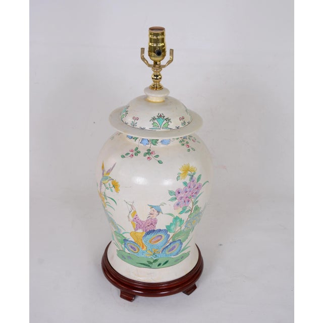 Hand Painted Chinoiseries Style Jar Table Lamp For Sale - Image 4 of 7