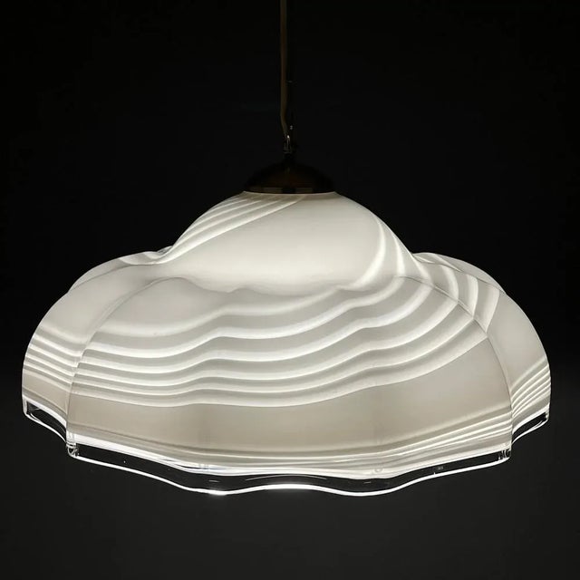 Vintage Italian Pendant Lamp in Swirl Murano Glass, 1970s For Sale - Image 11 of 13