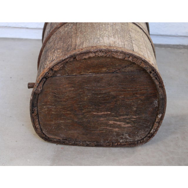 Wood Chinese Water Bucket Elm Wood/Forged Iron/Antique Early 20th Century For Sale - Image 7 of 7
