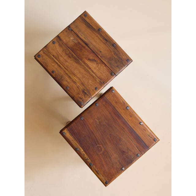 The Vintage Iron and Wood Side Tables For Sale In Chicago - Image 6 of 8