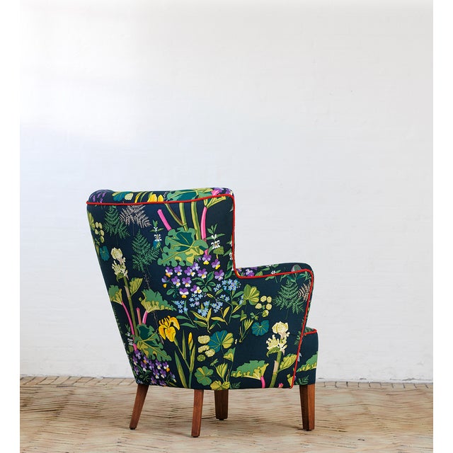 No. 912 Chair in Printed Upholstery by Gocken Jobs, 1950s For Sale - Image 3 of 4