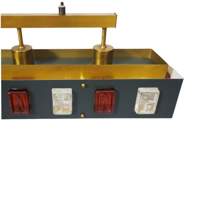 1960s Mid-Century Modern Scandinavian Pendant Lamp in Brass with Lacquered Steel and Glass, 1960s For Sale - Image 5 of 14