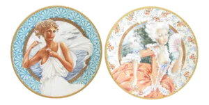 Vintage Set of Oleg Cassini Pickard China the Most Women of All Time Decorative Plates - 2 Pieces