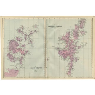 Orkney and Shetland Islands Map Ordnance Survey by Bacon, London, 1885 For Sale