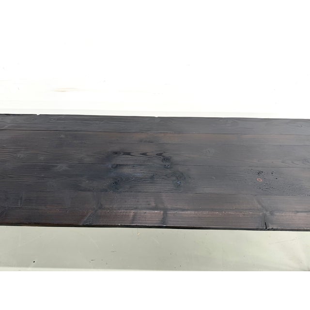Large Farmhouse Shou Sugi Ban Table in Burnt Wood, 1950s For Sale - Image 12 of 18