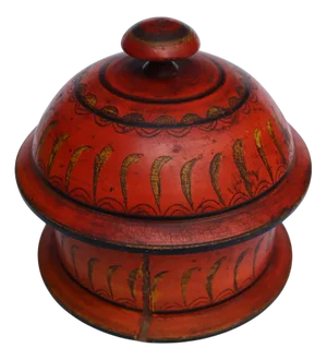 Handpainted Wooden Lacquerware Spice Box, 1950s