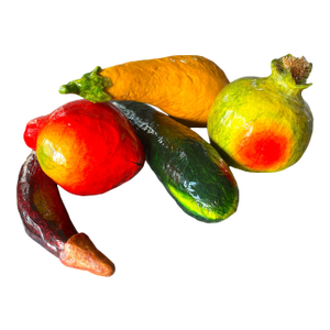 Vintage Hand-Painted Papier-Mâché Vegetables – Set of 5