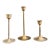 1970s Trio of Simple Brass Skinny Candlestick Holders For Sale