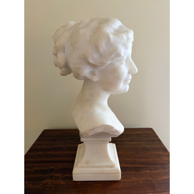 White 1920s French Art Deco Carrara Marble Bust of Woman by Paul Philippe, Signed For Sale - Image 8 of 10
