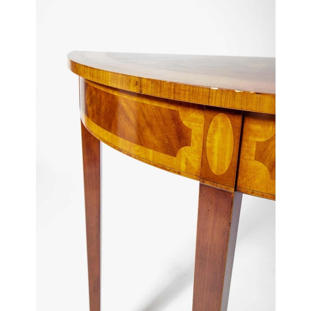 Mid 20th Century RBC Neoclassical Directoire Mahogany Inlay Demilune Table For Sale - Image 10 of 12