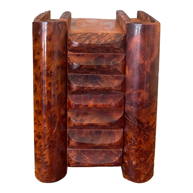 Antique Likely Burl Wood Bookend With Carved Detailing and Hidden Compartment. For Sale