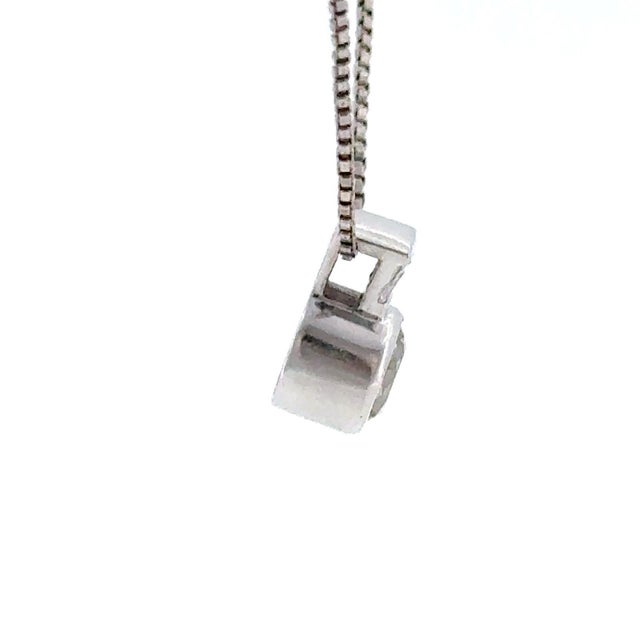 14k White Gold 0.92 CTW Bezel-Set Round & Baguette Diamond Pendant Necklace For Sale - Image 4 of 5