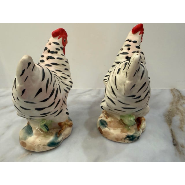 Vintage Japanese Bisque Barred Rock Hen Salt and Pepper Shakers, a Pair For Sale - Image 4 of 12