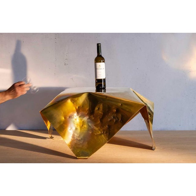 Contemporary Brutalist Sculptural Table in Brass by Jean-Baptiste Van Den Heede For Sale - Image 3 of 7
