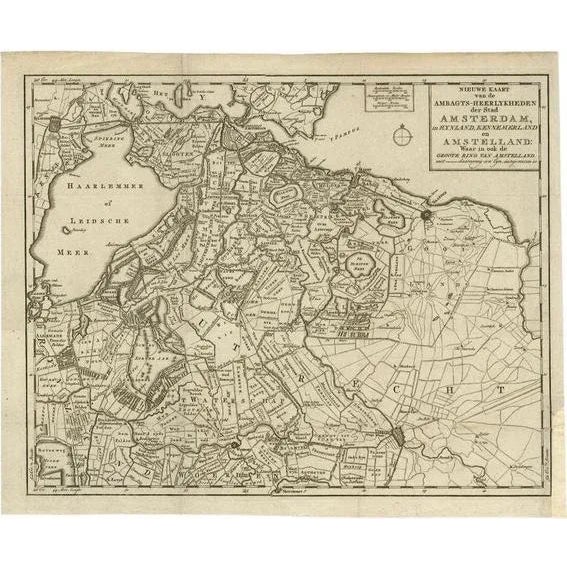 Antique Map of Amsterdam by Wagenaar, 1760s For Sale - Image 5 of 5